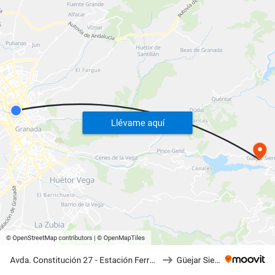 Avda. Constitución 27 - Estación Ferrocarril to Güejar Sierra map