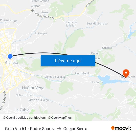 Gran Vía 61 - Padre Suárez to Güejar Sierra map