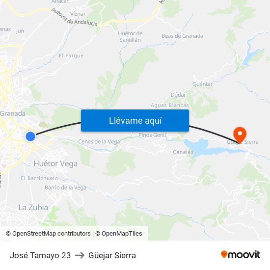 José Tamayo 23 to Güejar Sierra map