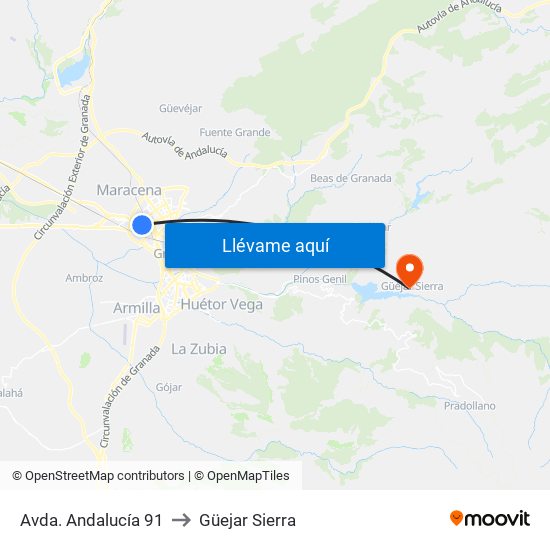 Avda. Andalucía 91 to Güejar Sierra map