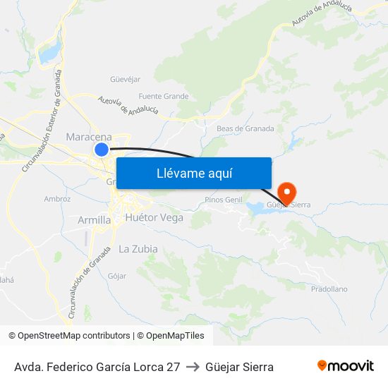 Avda. Federico García Lorca 27 to Güejar Sierra map