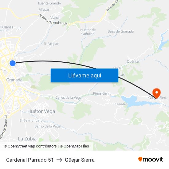 Cardenal Parrado 51 to Güejar Sierra map