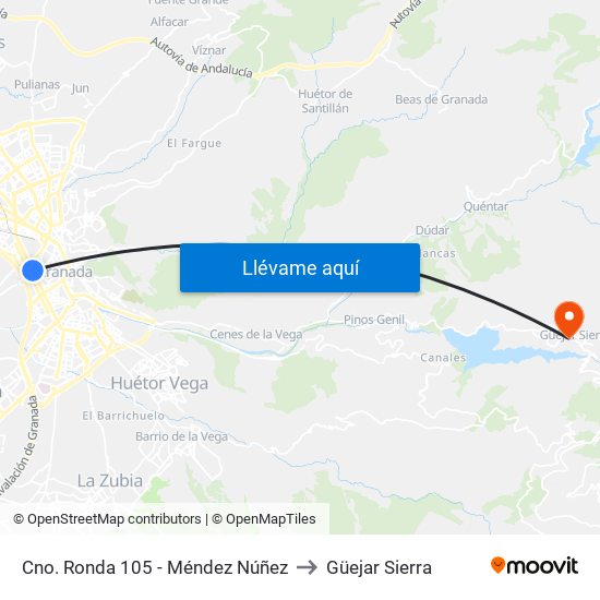 Cno. Ronda 105 - Méndez Núñez to Güejar Sierra map