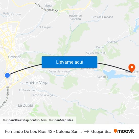 Fernando De Los Ríos 43 - Colonia San Sebastián to Güejar Sierra map