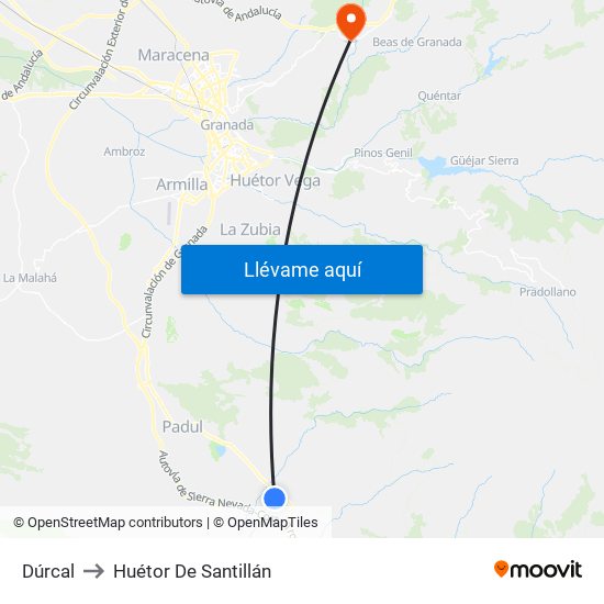 Dúrcal to Huétor De Santillán map