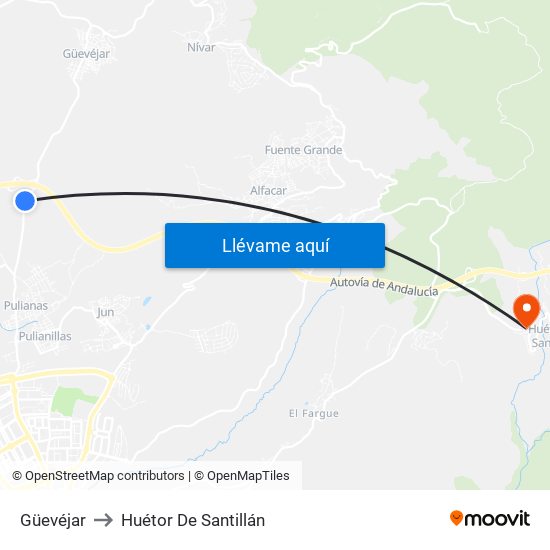 Güevéjar to Huétor De Santillán map