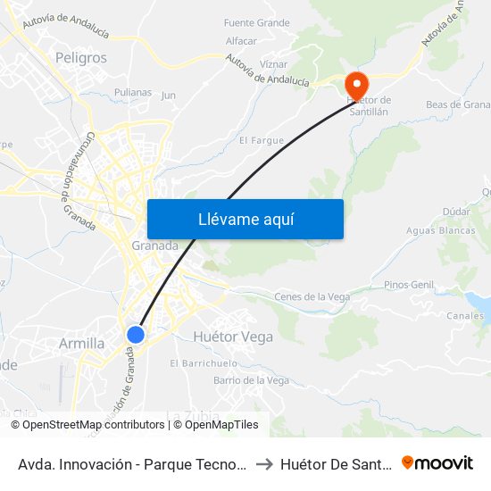 Avda. Innovación - Parque Tecnológico to Huétor De Santillán map