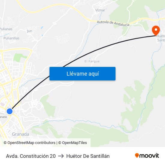 Avda. Constitución 20 to Huétor De Santillán map