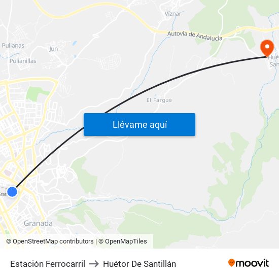 Estación Ferrocarril to Huétor De Santillán map