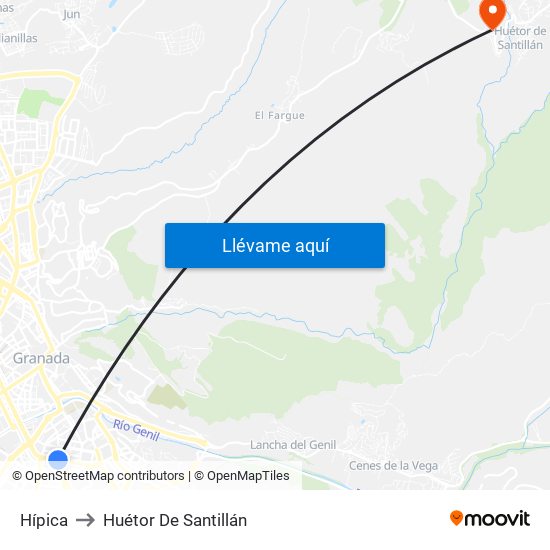Hípica to Huétor De Santillán map