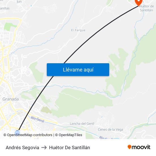 Andrés Segovia to Huétor De Santillán map