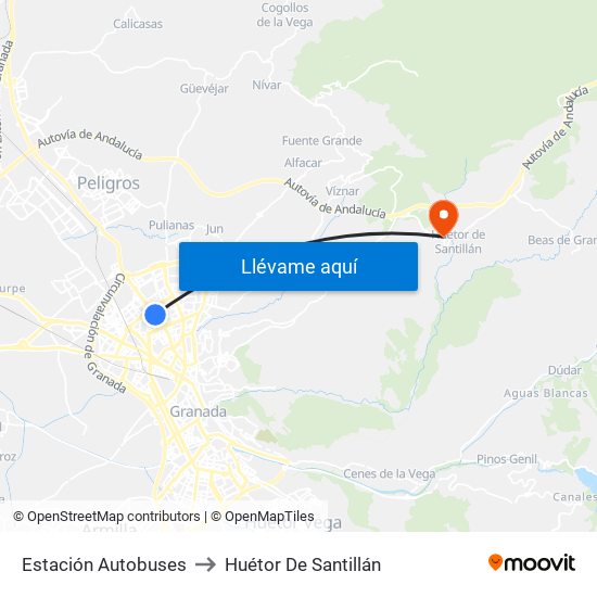 Estación Autobuses to Huétor De Santillán map