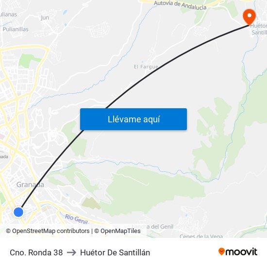 Cno. Ronda 38 to Huétor De Santillán map