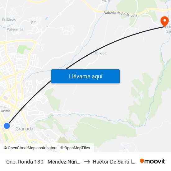 Cno. Ronda 130 - Méndez Núñez to Huétor De Santillán map