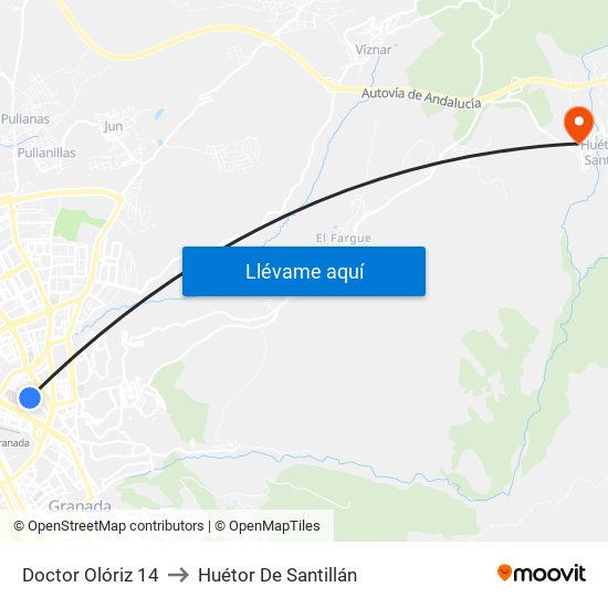 Doctor Olóriz 14 to Huétor De Santillán map
