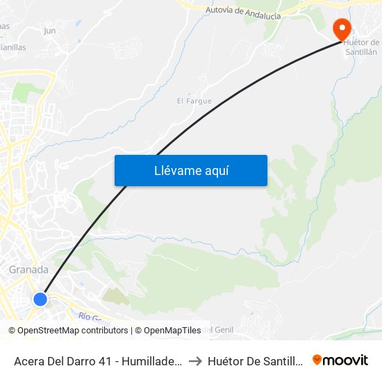 Acera Del Darro 41 - Humilladero to Huétor De Santillán map