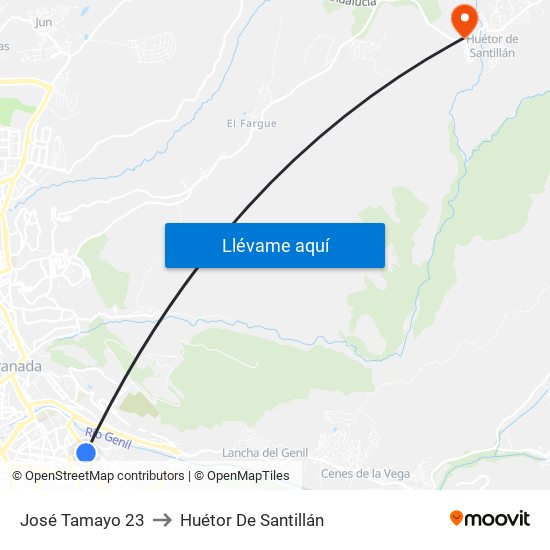 José Tamayo 23 to Huétor De Santillán map