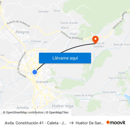 Avda. Constitución 41 - Caleta - Juzgados to Huétor De Santillán map
