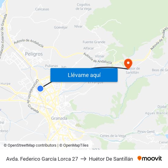 Avda. Federico García Lorca 27 to Huétor De Santillán map