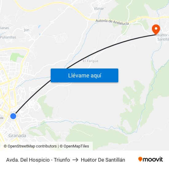 Avda. Del Hospicio - Triunfo to Huétor De Santillán map