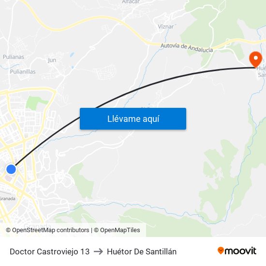Doctor Castroviejo 13 to Huétor De Santillán map