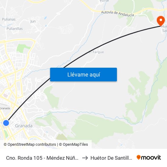 Cno. Ronda 105 - Méndez Núñez to Huétor De Santillán map