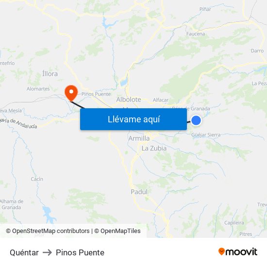 Quéntar to Pinos Puente map