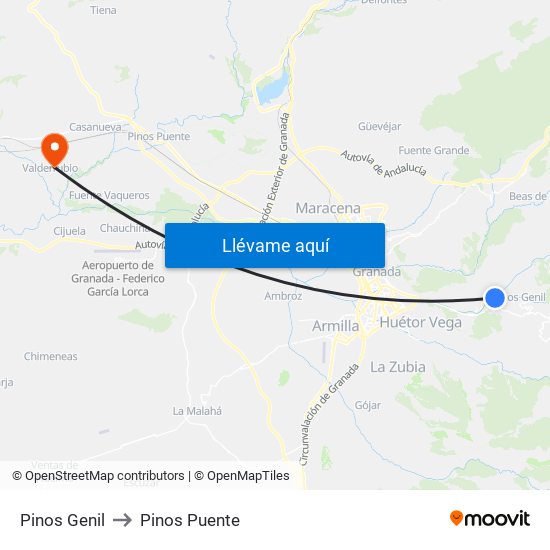 Pinos Genil to Pinos Puente map