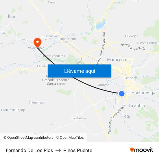 Fernando De Los Ríos to Pinos Puente map