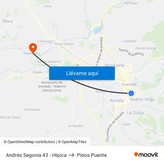 Andrés Segovia 43 - Hípica to Pinos Puente map