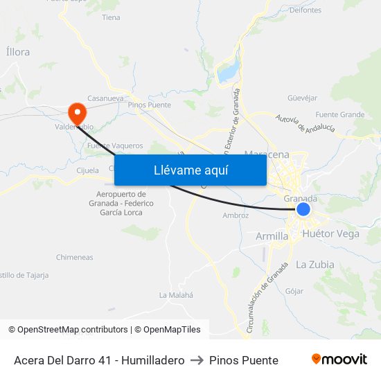Acera Del Darro 41 - Humilladero to Pinos Puente map