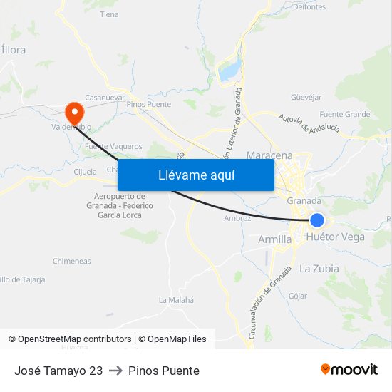 José Tamayo 23 to Pinos Puente map