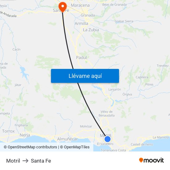 Motril to Santa Fe map