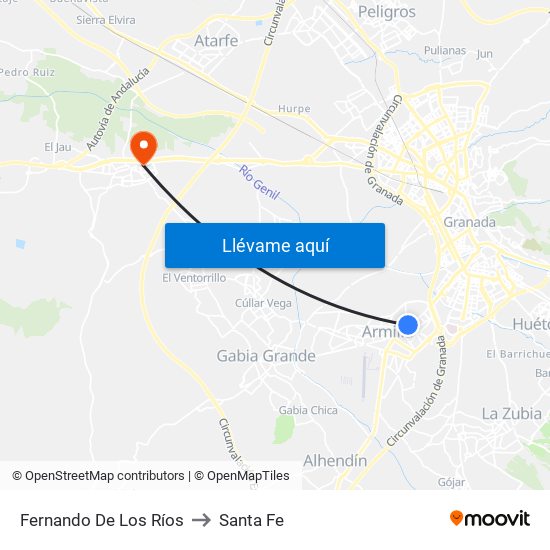 Fernando De Los Ríos to Santa Fe map