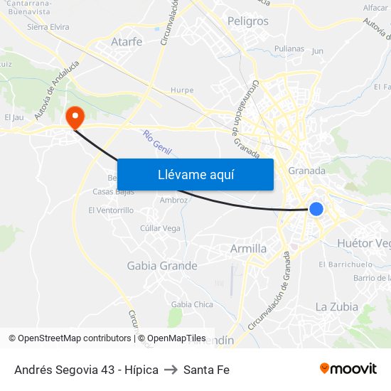 Andrés Segovia 43 - Hípica to Santa Fe map
