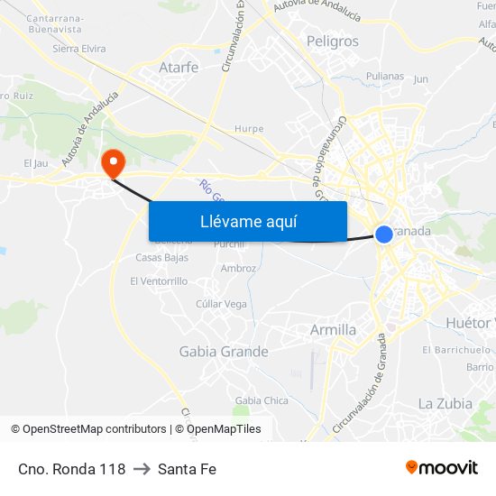 Cno. Ronda 118 to Santa Fe map