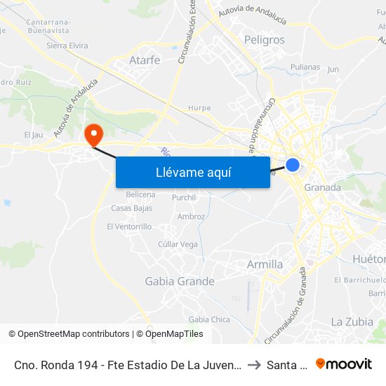 Cno. Ronda 194 - Fte Estadio De La Juventud to Santa Fe map