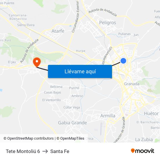 Tete Montoliú 6 to Santa Fe map