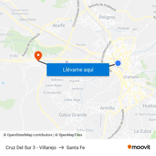Cruz Del Sur 3 - Villarejo to Santa Fe map
