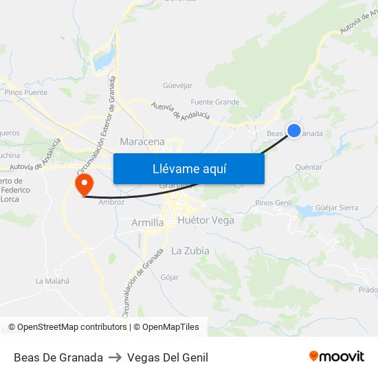 Beas De Granada to Vegas Del Genil map