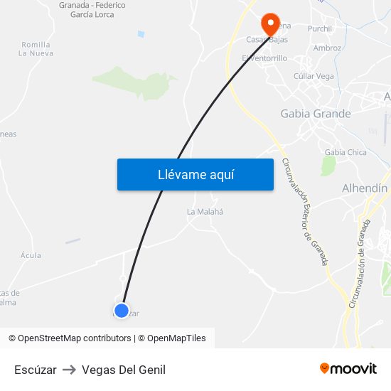 Escúzar to Vegas Del Genil map