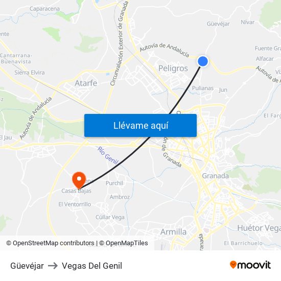 Güevéjar to Vegas Del Genil map