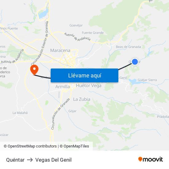 Quéntar to Vegas Del Genil map