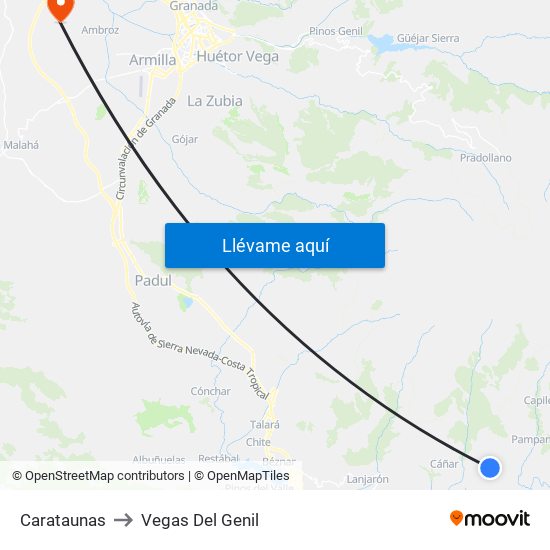 Carataunas to Vegas Del Genil map