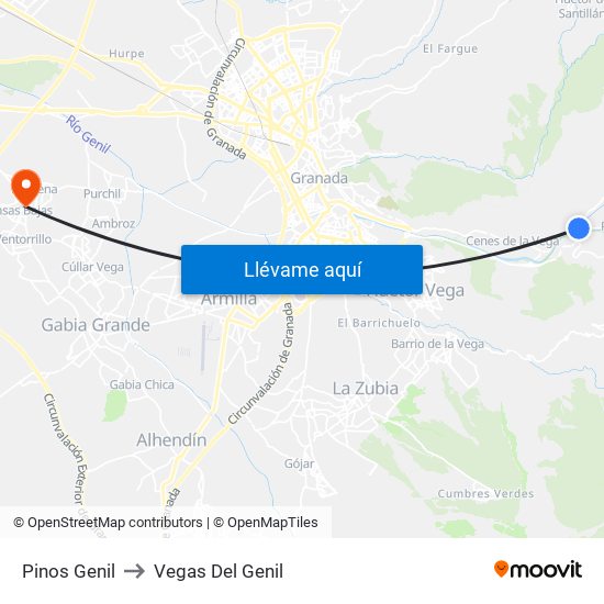 Pinos Genil to Vegas Del Genil map