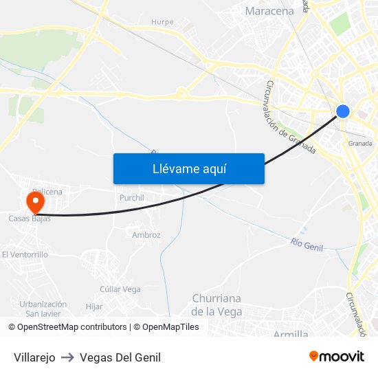 Villarejo to Vegas Del Genil map