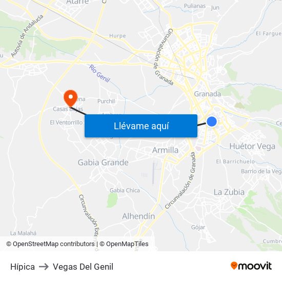 Hípica to Vegas Del Genil map