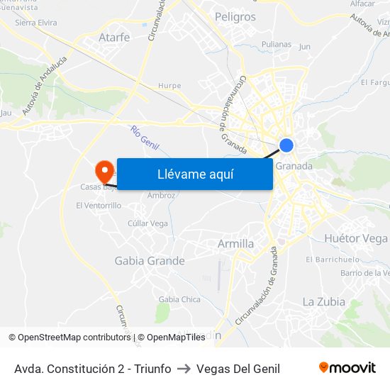 Avda. Constitución 2 - Triunfo to Vegas Del Genil map