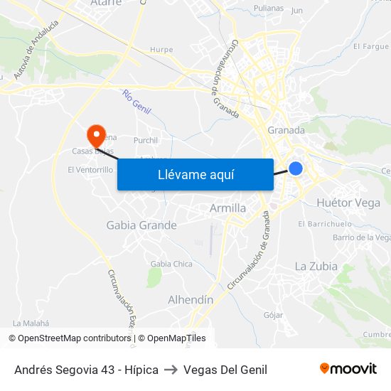 Andrés Segovia 43 - Hípica to Vegas Del Genil map