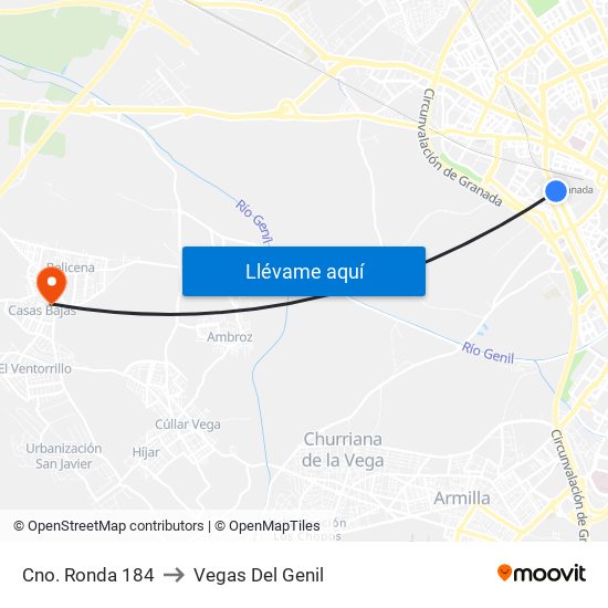 Cno. Ronda 184 to Vegas Del Genil map
